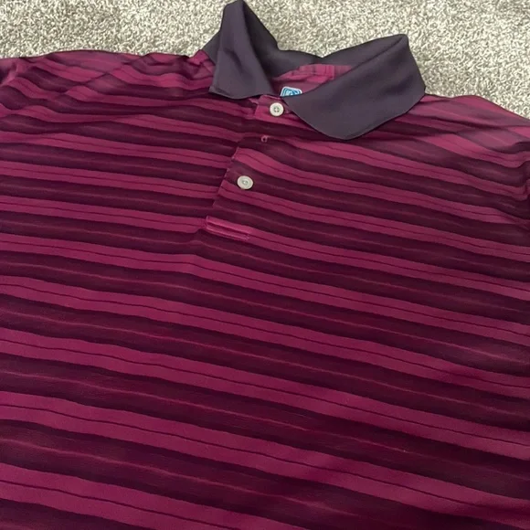 NWOT PGA Tour Airflux Purple Stripes Men’s Polo Golf Shirt Top Collared XL - Picture 2 of 4